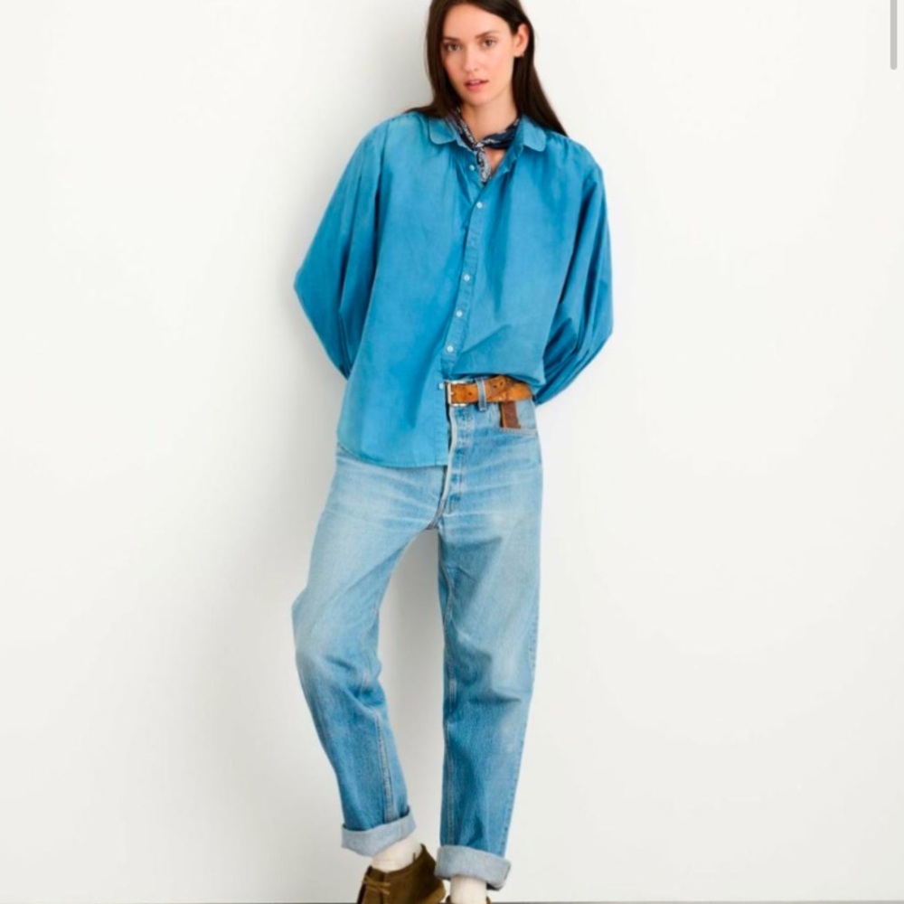Alex Mill Indigo Dyed Kit Paper Poplin Blouse